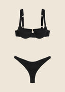 Bikini Donna Me fui Reggiseno con Ferretto e Slip Americano Fisso Nero 0502-BK