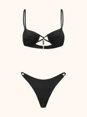 Women's Bikinis Me Fui Bra with Underwire and Black Adjustable Briefs SW0111-BK