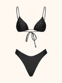 Women's Bikinis Me Fui Triangle with fixed American briefs Black SW0130-BK