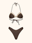 Women's Bikinis Me Fui Triangle with Brown Fixed American Brief SW0430-BN