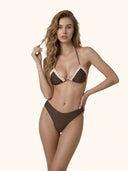 Bikini Donna Me Fui Triangolo con Slip Americano Fisso Marrone SW0430-BN