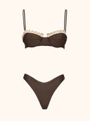 Women's Bikinis Me Fui Bra with Underwire and Brown Fixed American Brief SW0432-BN