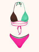 Bikini Donna Me fui Triangolo con Slip Fisso Color Block 0650-FX