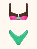Women's Bikinis Me fui Bra with Underwire and Color Block Fixed American Brief 0651-FX