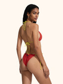 Women's Bikinis Me Fui Triangle with Adjustable Briefs Red SW0700-RD