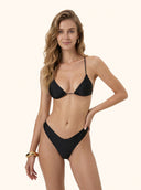 Women's Bikinis Me Fui Triangle with American Fixed Brief Black SW1907-BK