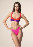 Woman bikini Me fui Reggio Emilia with Ferretto and Fixed American Slip Color Block 0502-RD